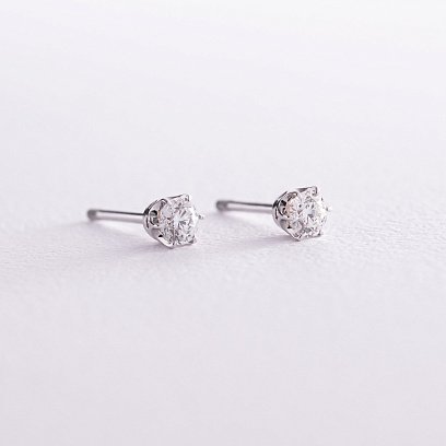 Золотые серьги - пусеты с бриллиантами сб0392