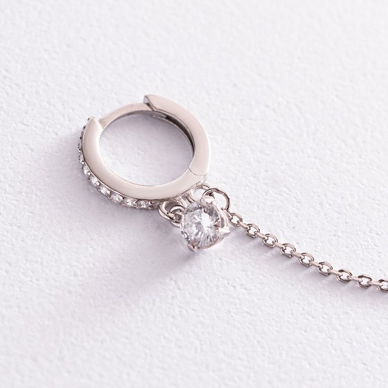 Серебряная серьга - каффа с фианитами 4998 №5