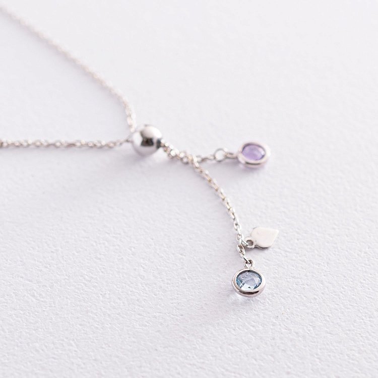 Золотой браслет (аметист, топаз) б04387 от ювелирного магазина Оникс - 6