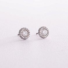 Серебряные серьги - пусеты с фианитами 842