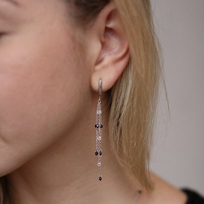 Серебряные серьги на английской застежке с фианитами 122548 №6