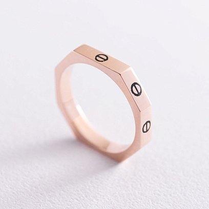 Кольцо в красном золоте "Love" к06666 №3