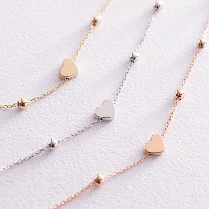 Браслет "Сердечко" в красном золоте б05181 №5