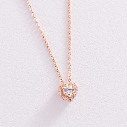 Золоте кольє "Сердечко" з фіанітами кол02095 №3