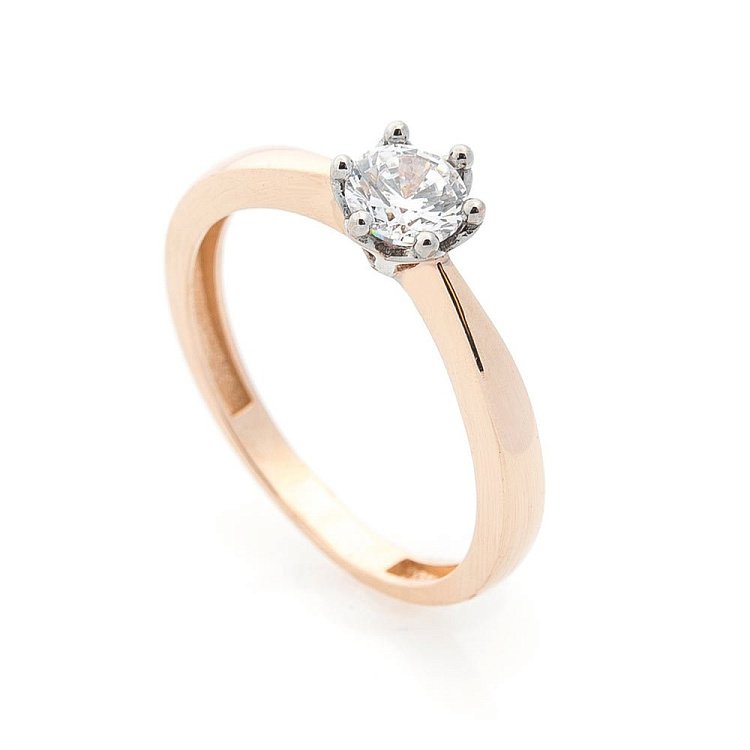 Золота заручальна каблучка з фіанітом к05587 від ювелірного магазину Онікс