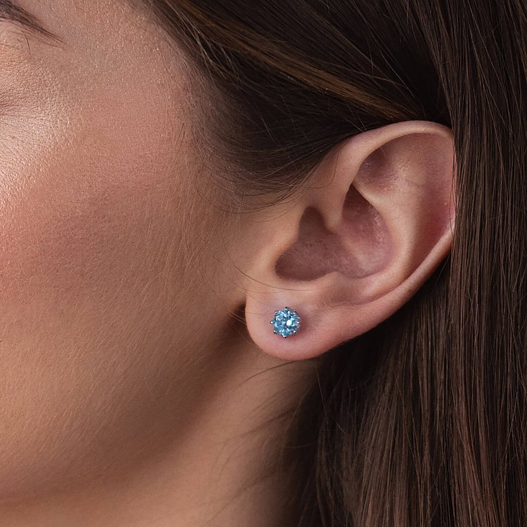 Золотые серьги-пусеты с голубым топазом с06403 от ювелирного магазина Оникс - 1