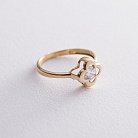 Золотое кольцо "Клевер" с фианитом к05258 от ювелирного магазина Оникс - 1