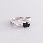 Серебряное кольцо "Спичка" (черные фианиты) 112595 от ювелирного магазина Оникс