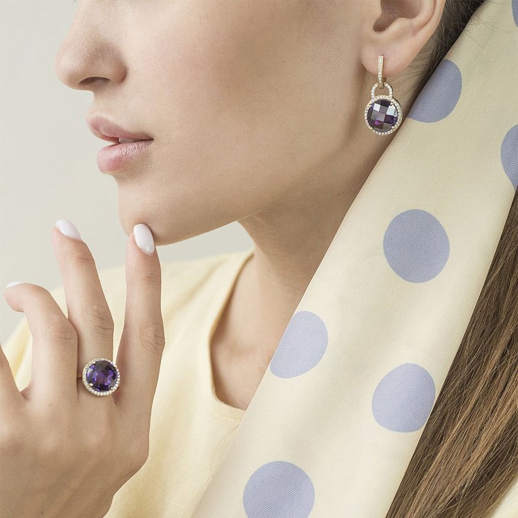 Каблучка із золота з фіанітами к03873 від ювелірного магазину Онікс - 4