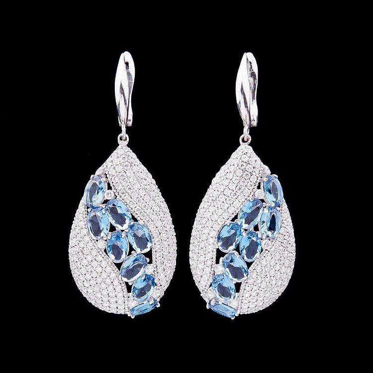 Срібні сережки з ім. кварцу і фіанітами 121290 від ювелірного магазину Онікс - 2