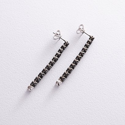 Золоті сережки з чорними та білими діамантами сб0440di №4