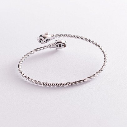 Жесткий золотой браслет "Пантеры" с фианитами б04996 №6