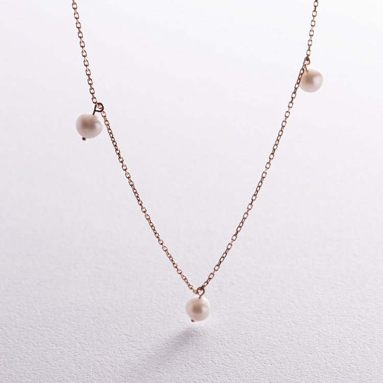 Колье с жемчугом (красное золото) кол02398 от ювелирного магазина Оникс - 3