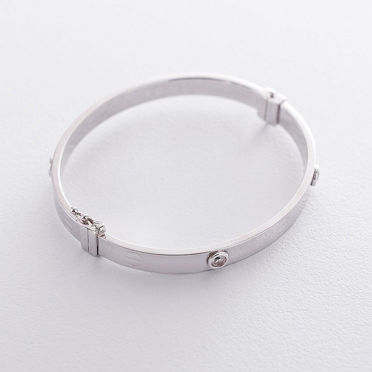 Жорсткий золотий браслет з фіанітами б04148 від ювелірного магазину Онікс - 2