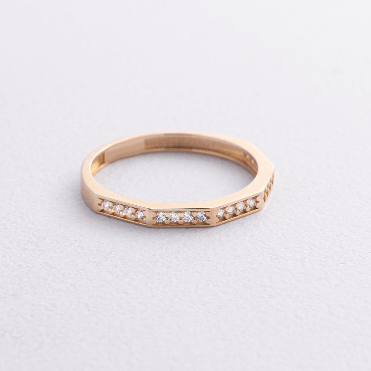 Каблучка "Далія" у жовтому золоті (фіаніти) к08054 від ювелірного магазину Онікс - 1