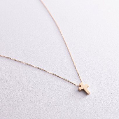 Кольє "Хрестик" у жовтому золоті кол02268 №7
