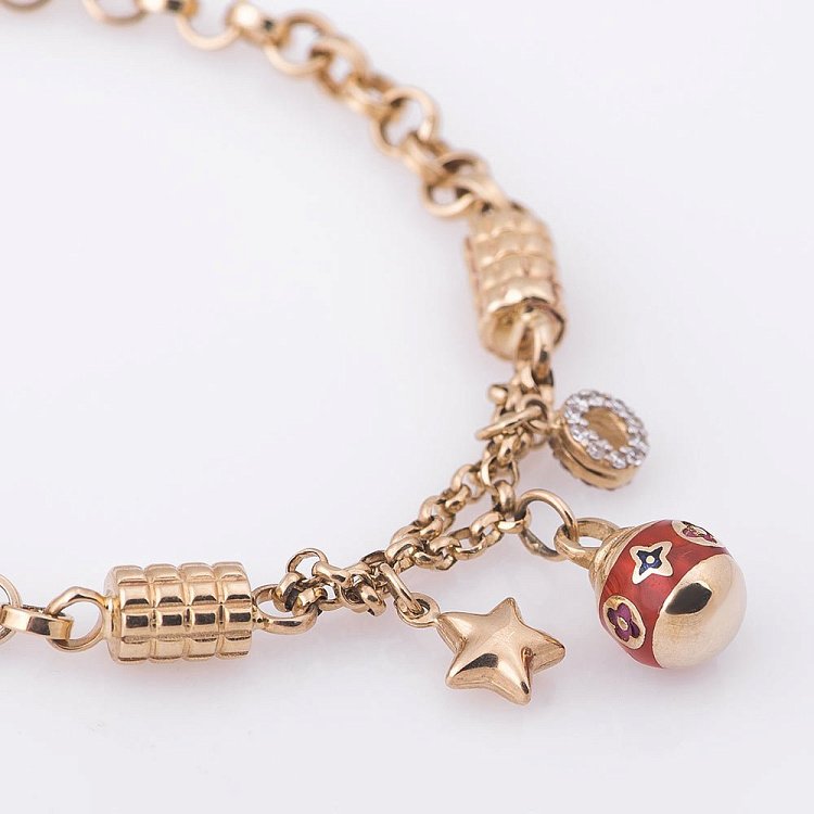 Золотий ланцюговий браслет з Шарм б02228 від ювелірного магазину Онікс - 1