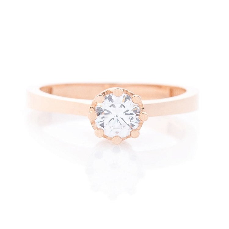 Золотое помолвочное кольцо с фианитом к05908 от ювелирного магазина Оникс - 3