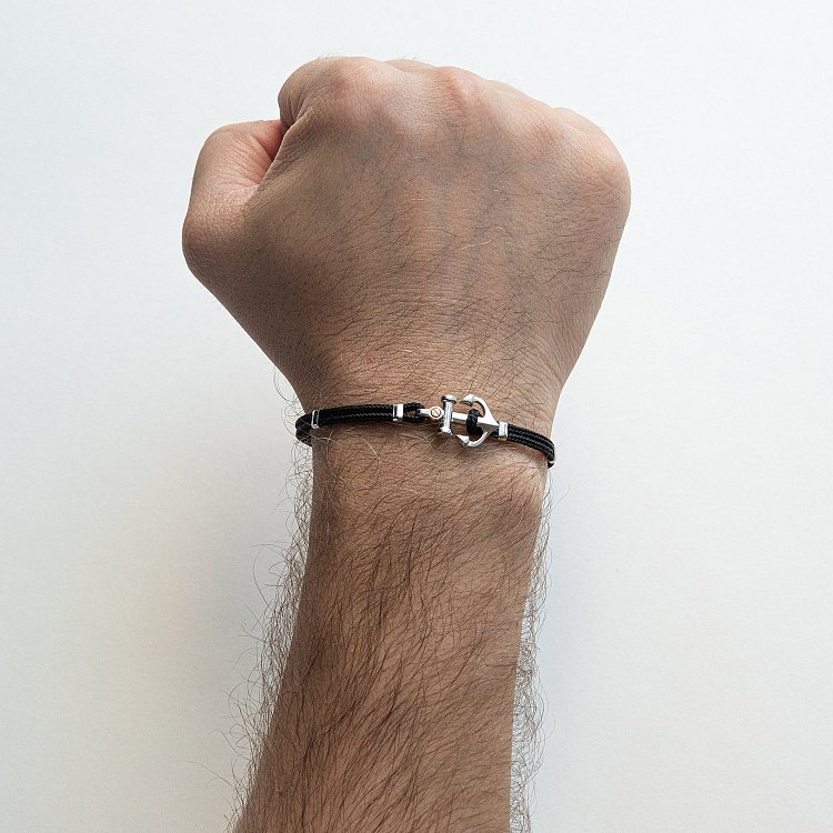 Чоловічий браслет Zancan з кевлару та срібла "Якір" EXB619R-NE від ювелірного магазину Онікс - 1