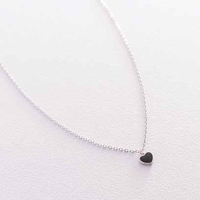 Серебряное колье "Сердечко" (эмаль) 181120