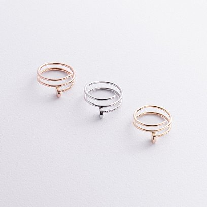 Кольцо "Гвоздь" в желтом золоте к08170 №6