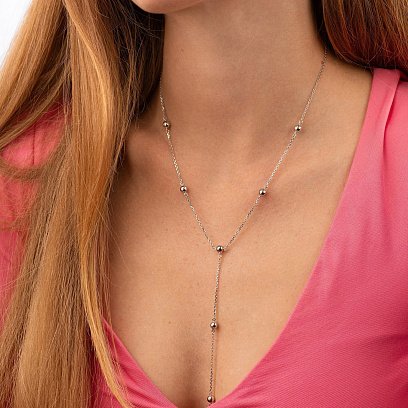 Колье 2 в 1 "Шарики" в белом золоте кол05919 №2