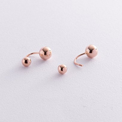 Серьги "Шарики" в красном золоте с08255 №3