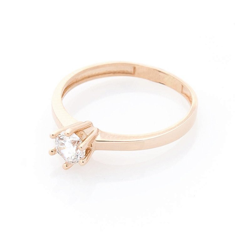 Золота заручальна каблучка з фіанітом к05848 від ювелірного магазину Онікс - 1