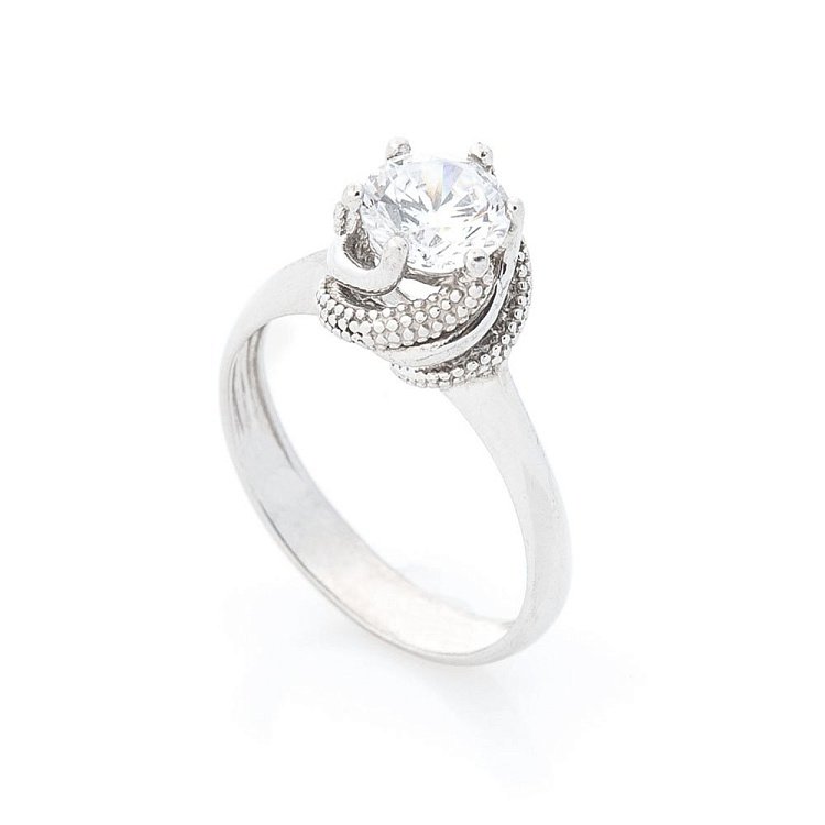 Золота каблучка з фіанітами к01865 від ювелірного магазину Онікс