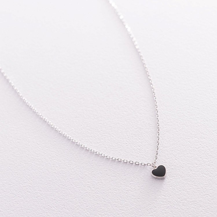Серебряное колье "Сердечко" (эмаль) 181120 от ювелирного магазина Оникс