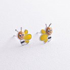 Дитячі сережки - пусети "Бджілки" у сріблі (емаль) 449 от ювелирного магазина Оникс