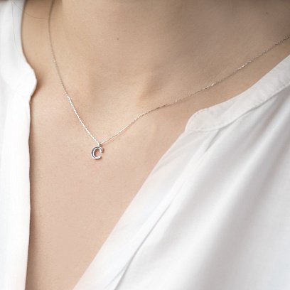 Серебряное колье с буквой С 18618ч №2