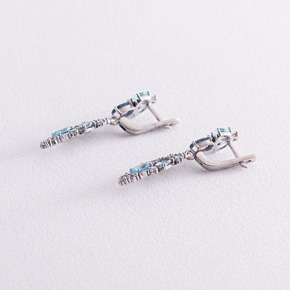 Серебряные серьги с кварцом и фианитами 2950/9р-QLBQS №5