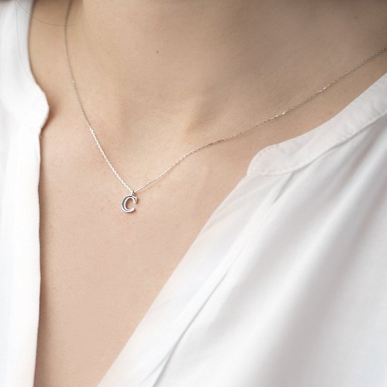 Серебряное колье с буквой С 18618ч №2
