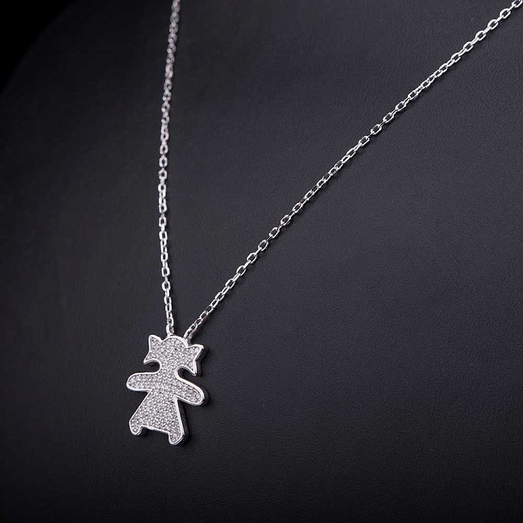 Срібне кольє "Дівчинка" з фіанітами 18319 від ювелірного магазину Онікс - 3