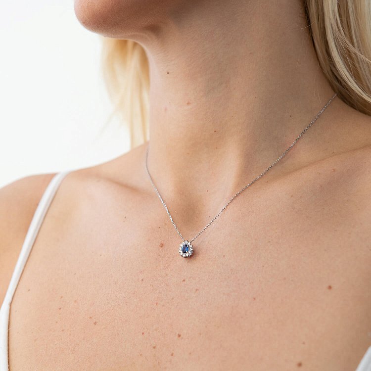 Золота підвіска з діамантами і сапфіром пб0267 від ювелірного магазину Онікс - 2