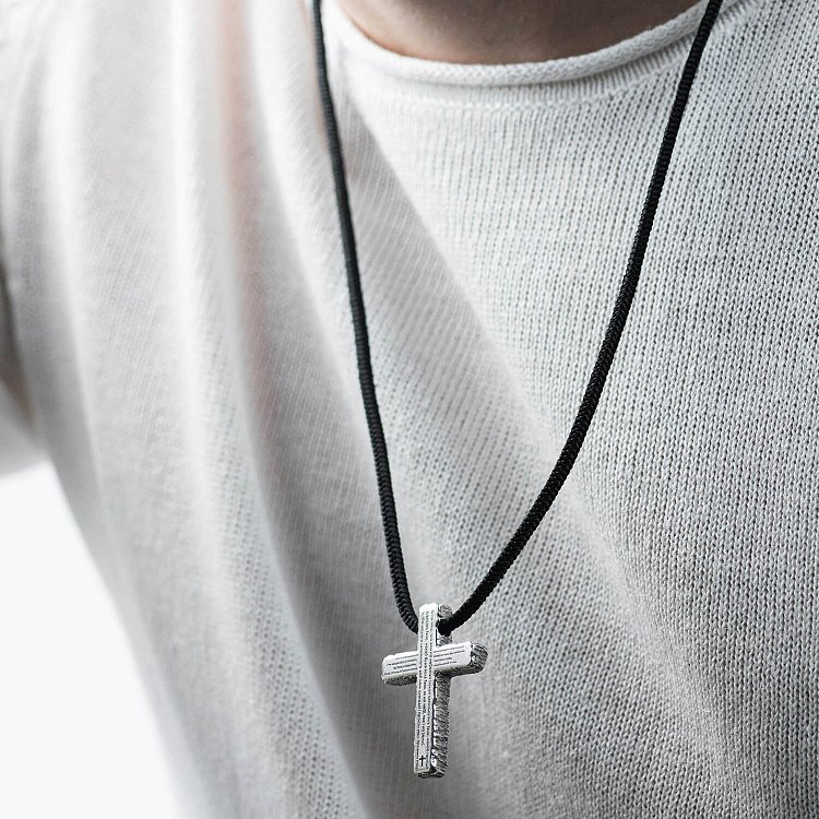 Православний срібний хрест "Отче наш" на шнурку 181272 від ювелірного магазину Онікс - 5