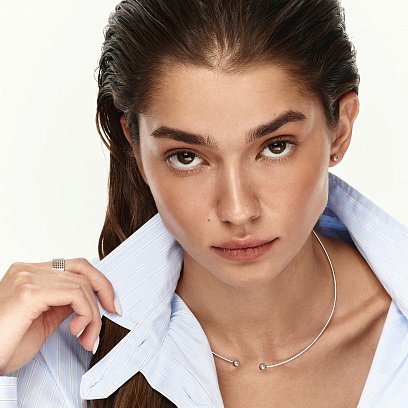 Колье - чокер "Miley" (белое золото) с шариками кол02551 №2