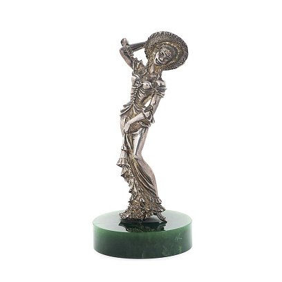 Серебряная фигура ручной работы "Девушка в шляпе" сер00052 №2