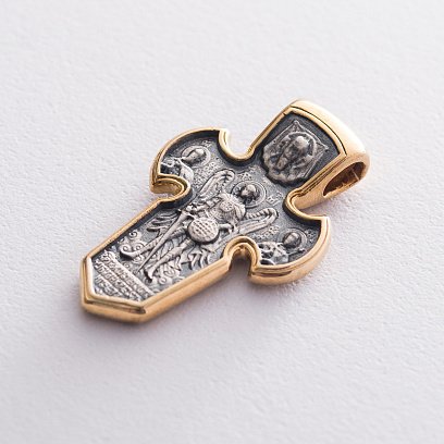 Серебряный крестик с позолотой "Распятие. Архангел Михаил" 131746 №7