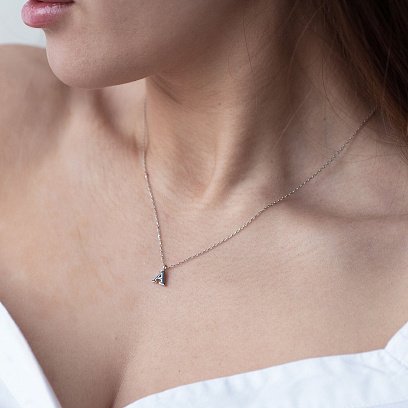 Серебряное колье с буквой Е 18619ч №2