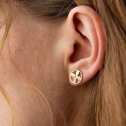 Золоті сережки - пусети "Конюшина" с06486 №3