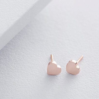 Золоті сережки - пусети "Сердечки" с06049