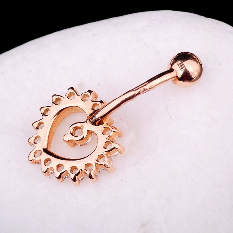 Золотий пірсинг в пупок з фіанітами пир00061 від ювелірного магазину Онікс - 2