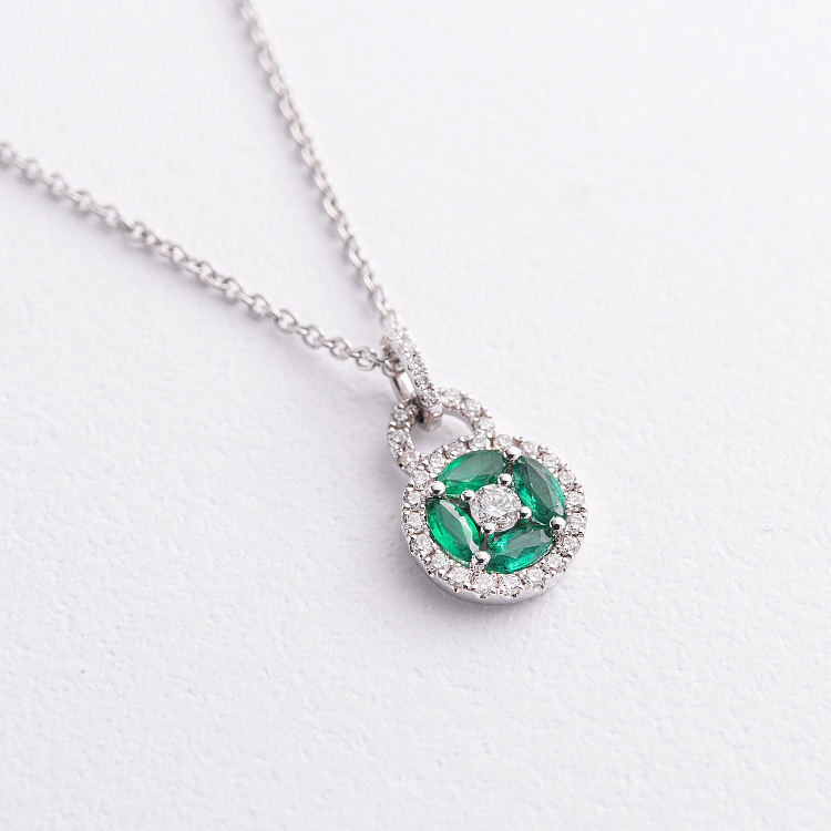 Золоте кольє зі смарагдами і діамантами колб0180ca від ювелірного магазину Онікс - 1