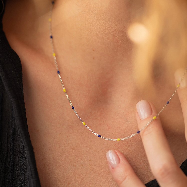 Колье в серебре (синяя и желтая эмаль) 181270 от ювелирного магазина Оникс - 6