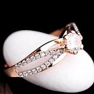 Женское золотое кольцо с фианитами к03345 от ювелирного магазина Оникс