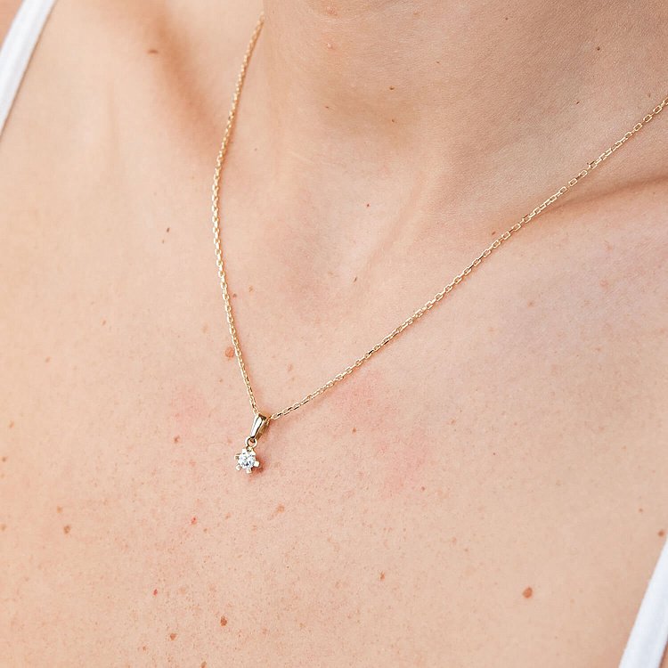 Золотий кулон з фіанітом п03123 від ювелірного магазину Онікс - 2