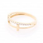 Золотий перстень з хрестиками (фіаніт) к06111 от ювелирного магазина Оникс - 1