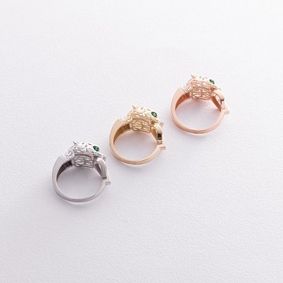 Каблучка "Пантера" в жовтому золоті (фіаніти) к07612 №5